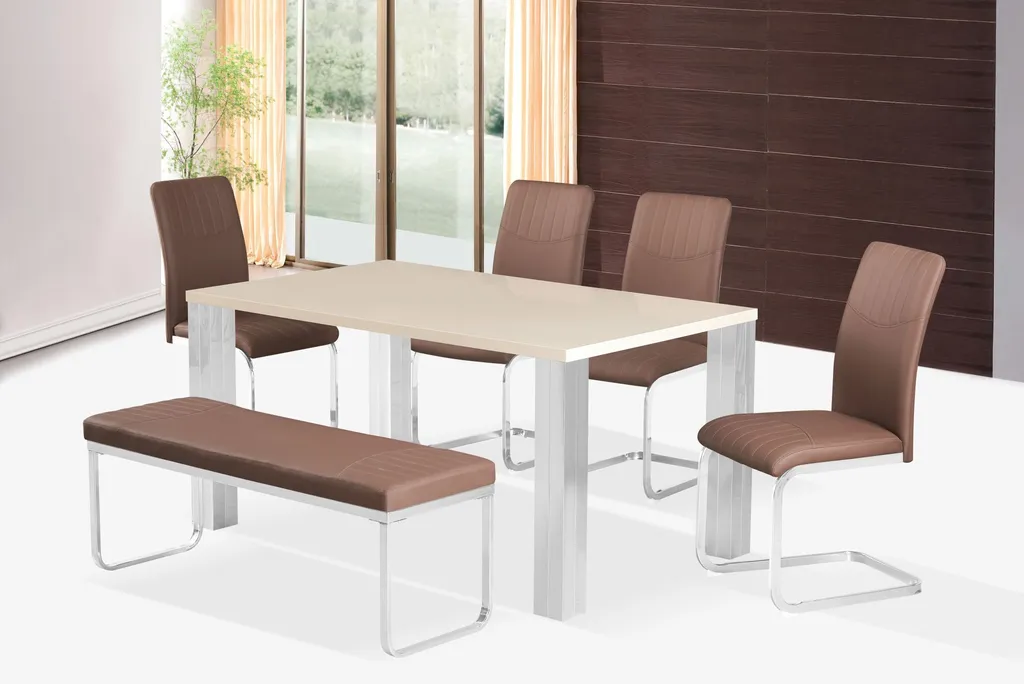 Table beige Casa Dolce DONATO avec structure chromée robuste charge 130 kg