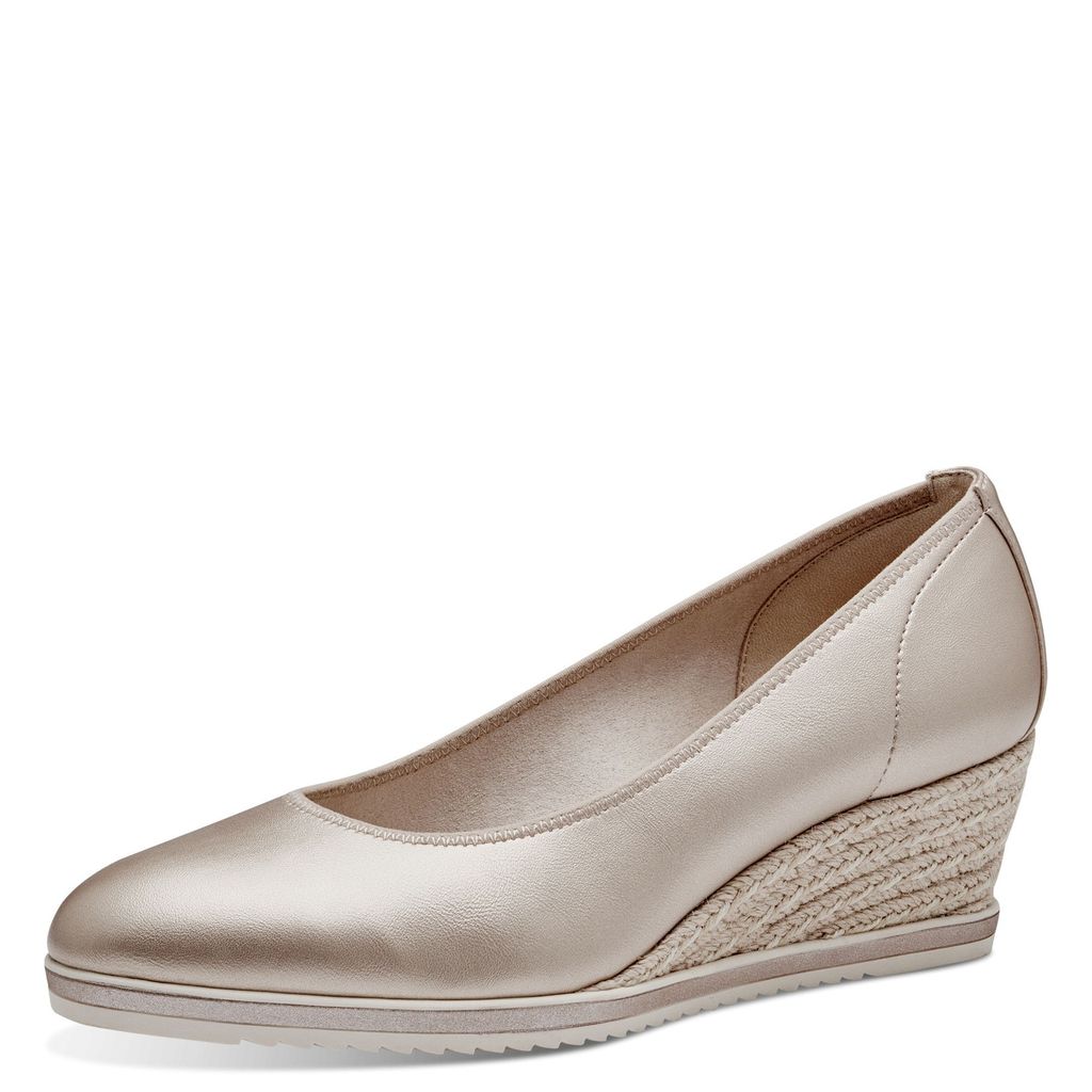 Tamaris Damen Pumps Lack Metallic Keilabsatz Bastoptik Produktbild 1