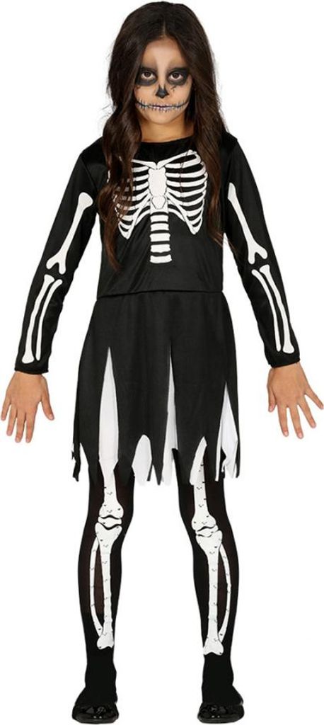 Knochiges Skelettkleid für Kinder zu Halloween Größe: S / Produktbild 