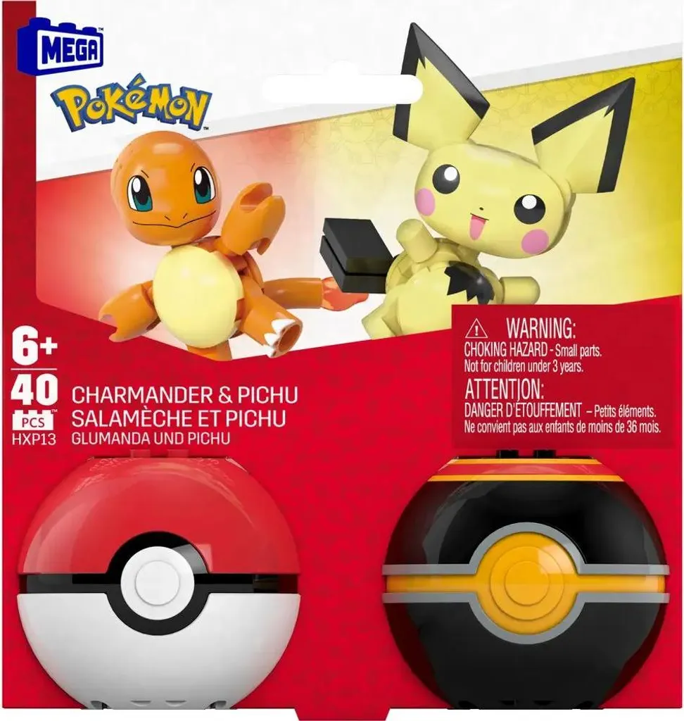 Pack MEGA Pokémon Poké Ball Charmander Pichu : Construisez et Exposez !