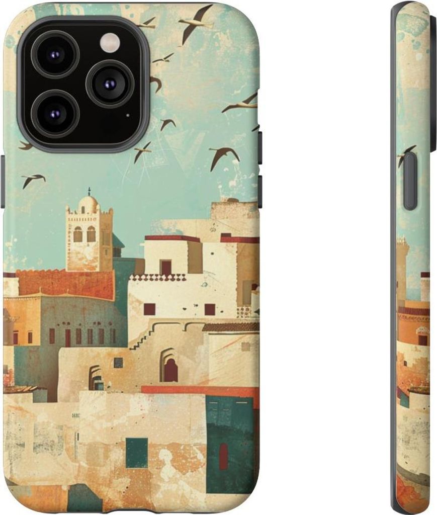 Küstenstadt im marokkanischen Stil – Hülle Kompatibel mit iPhone 14 Pro Max