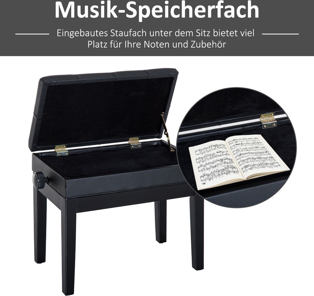 HOMCOM Taboret do pianina Ława do pianina Taboret do Zdjęcie produktu 7