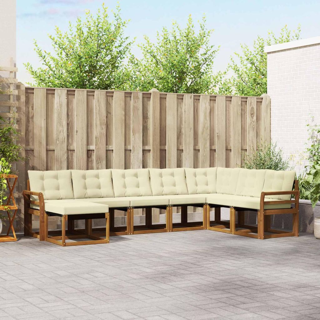 "Neues Produkt" Outdoor-Sofagarnitur ANTI-UV - CLORIS - mit Kissen - 8 pcs - Natur und Creme - Modern Gartensofas V544