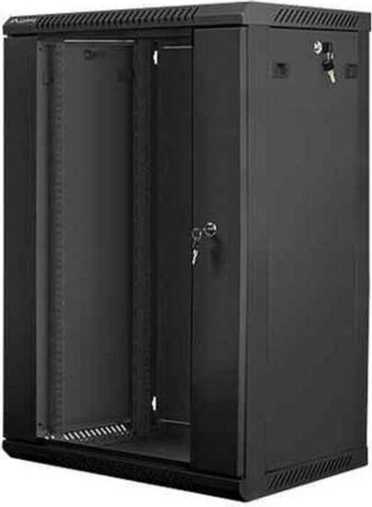 Lanberg WF01-6418-10B Armadio rack 18U a parete Nero Immagine del prodotto 