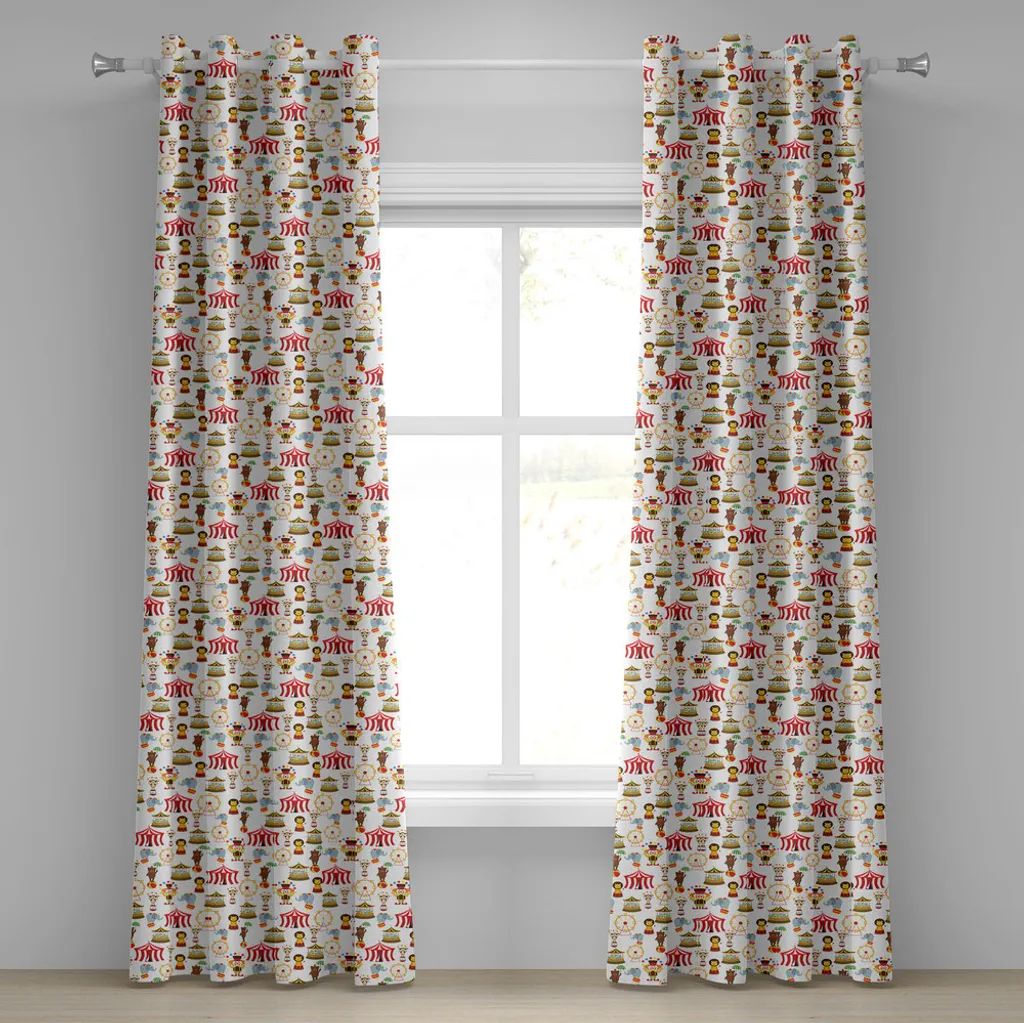 Paire de rideaux imprimés pour enfant animaux du cirque 280 x 175 cm