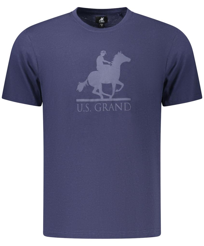Trendiges Herren Kurzarm T-Shirt in Blau mit Druck und Rundhals