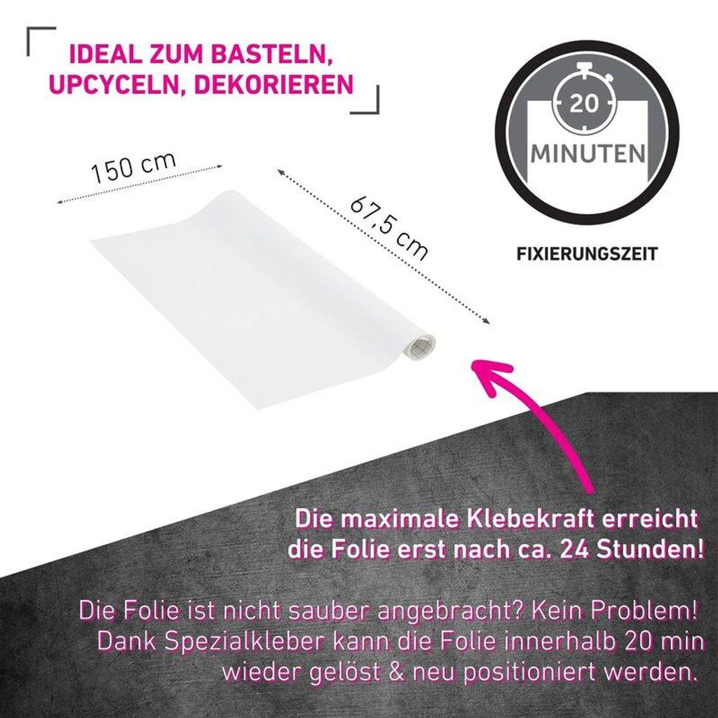 Venilia Klebefolie Weiß 67,5x150cm selbstklebend Produktbild 