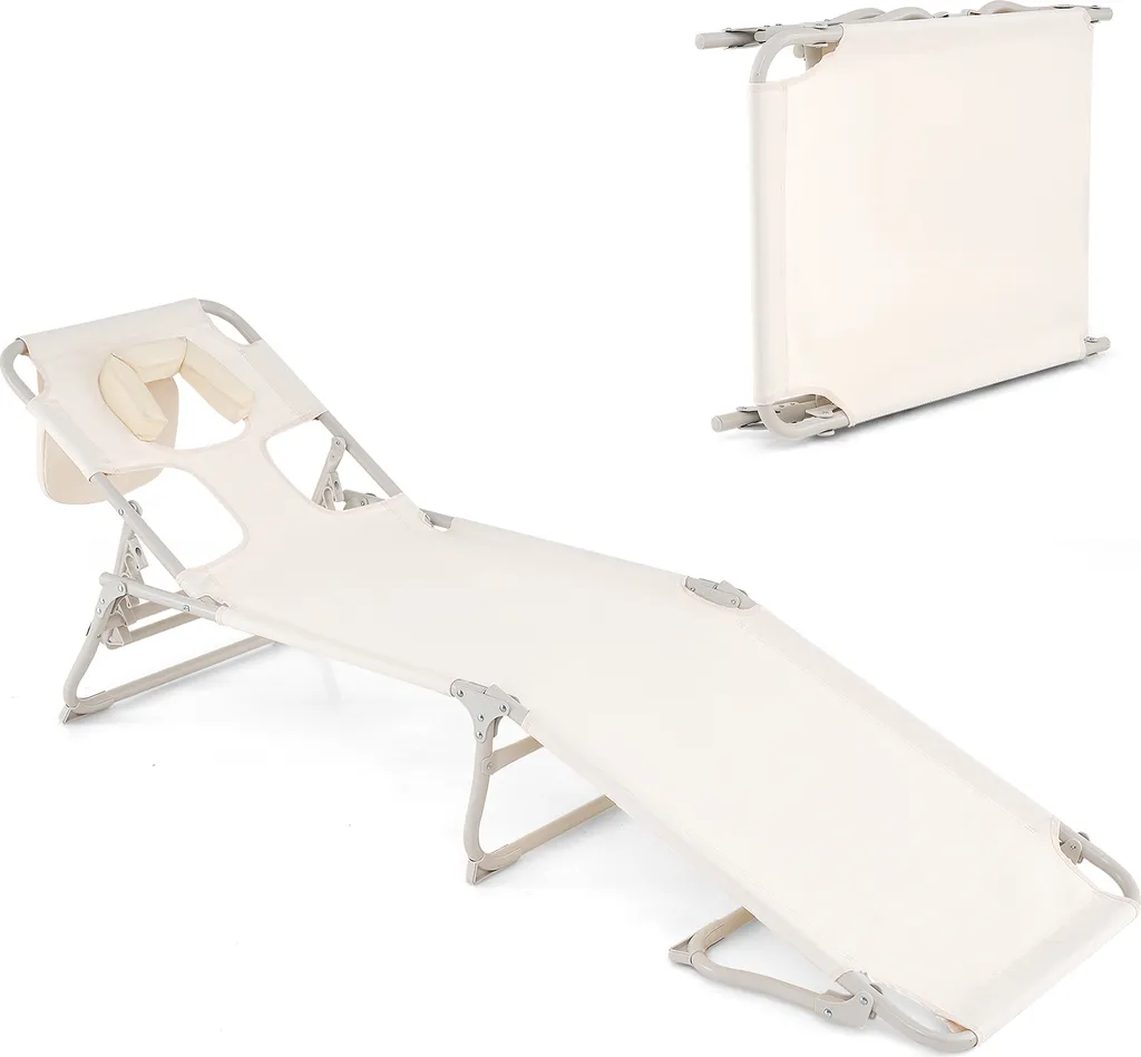 Chaise longue de jardin pliable avec ouvertures visage et bras Costway