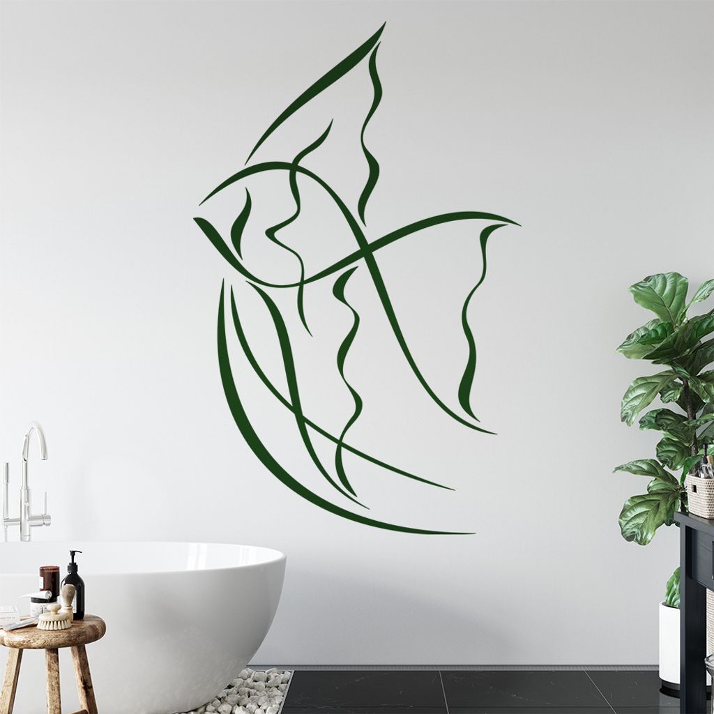 Fisch Linien - Fische Wandtattoo in 6 Größen - Wandaufkleber Wall Sticker - Dekoration, Küche, Wohnzimmer, Schlafzimmer, Badezimmer