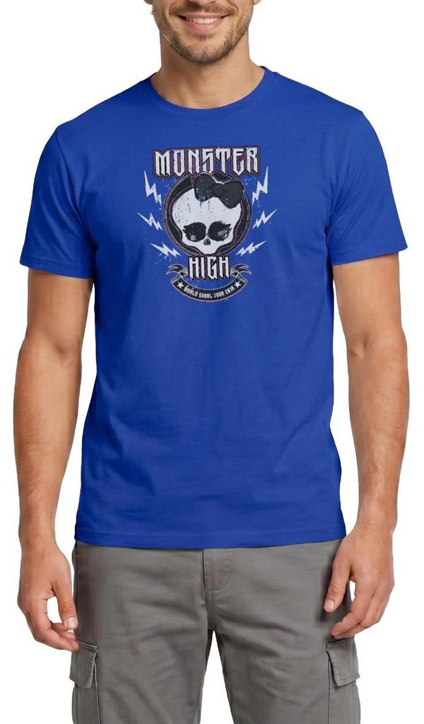 Spreadshirt Monster High World Ghoul Tour Totenkopf-Design Männer T-Shirt, 4XL, Dunkelblau