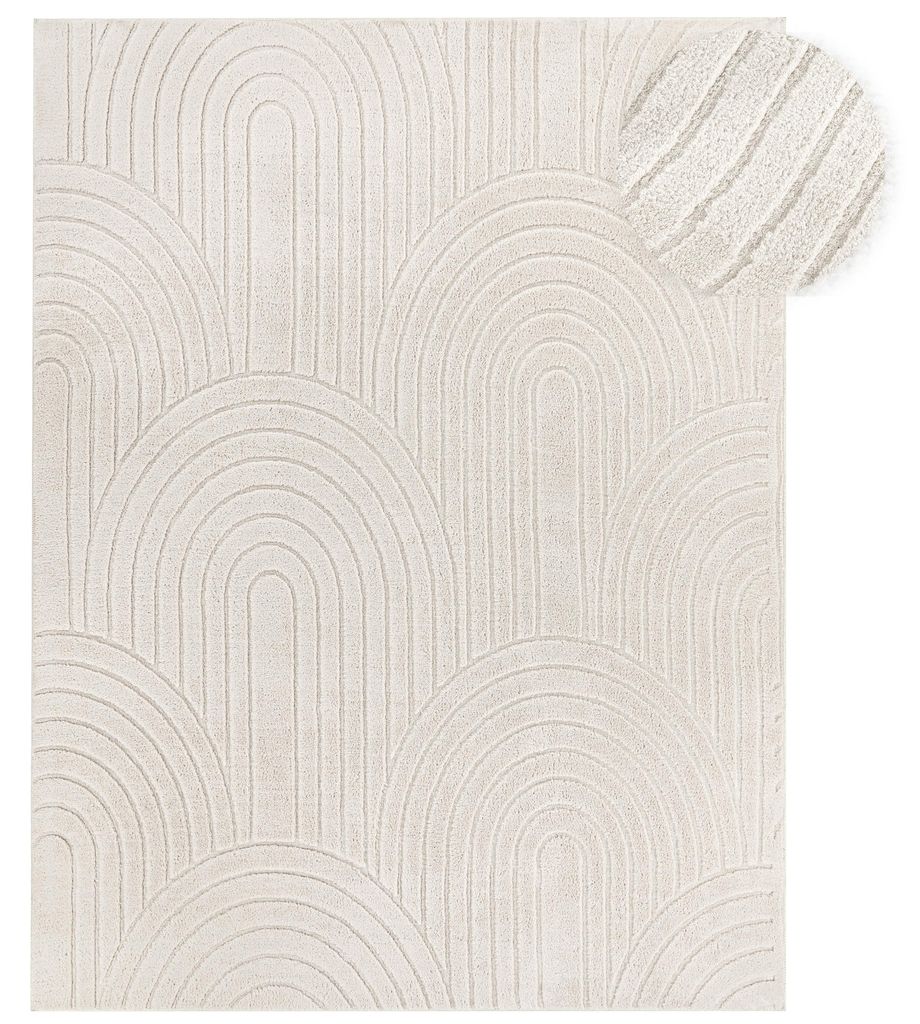 Teppich Wohnzimmer Hochflor Weich Uni Skandinavisch Boho Produktbild 