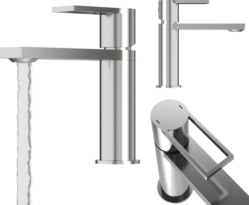 Rubinetto Arma Lavabo Argento Ottone Cromato - Design Contemporaneo