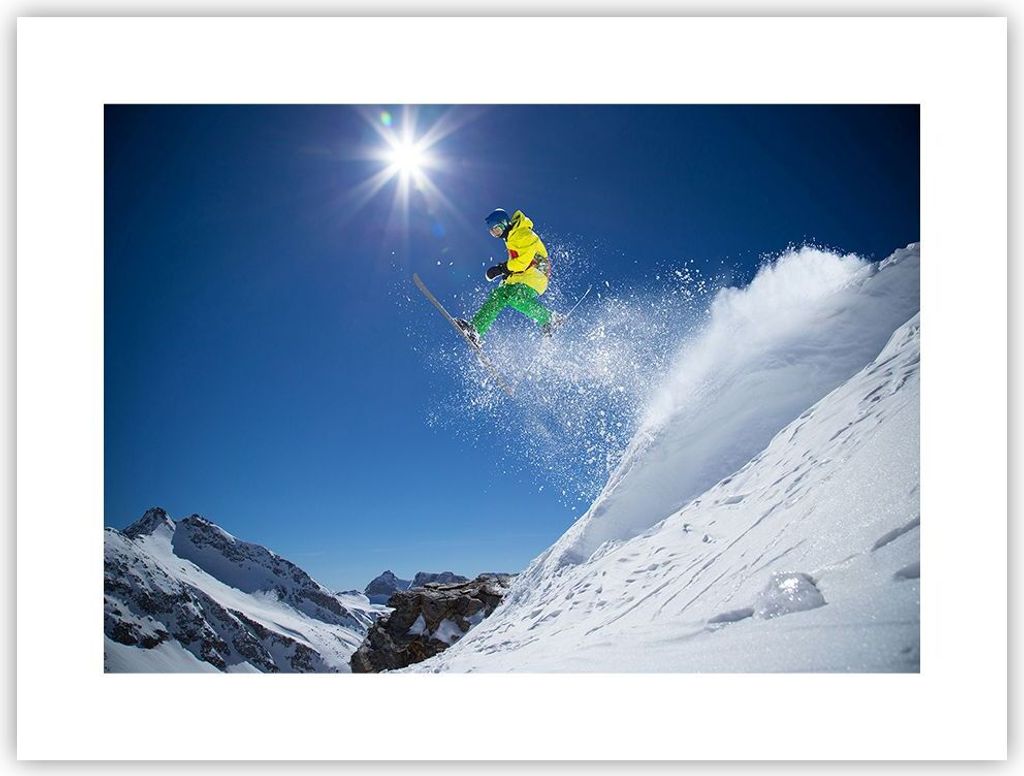 Poster - Poster ohne Rahmen - Ski Winter Schnee Berg - 40x30 cm - Wand Bild - Wanddeko - Wandbilder - Kunstposter - Wandposter - Bilder - Kunstdruc...