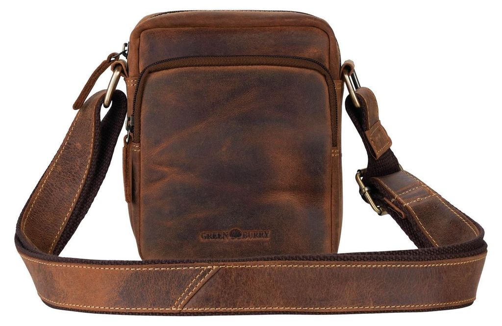 GREENBURRY Leder Umhängetasche Vintage Travel - 1 Crossbody Bag Brown braun