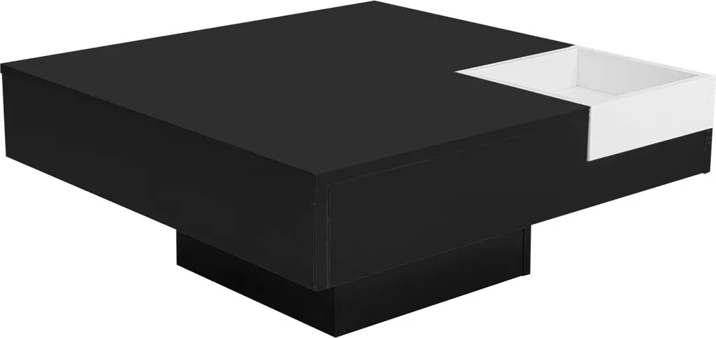 Tavolino da Salotto Nero con Luci LED e Cassetto Estraibile Fortuna Lai