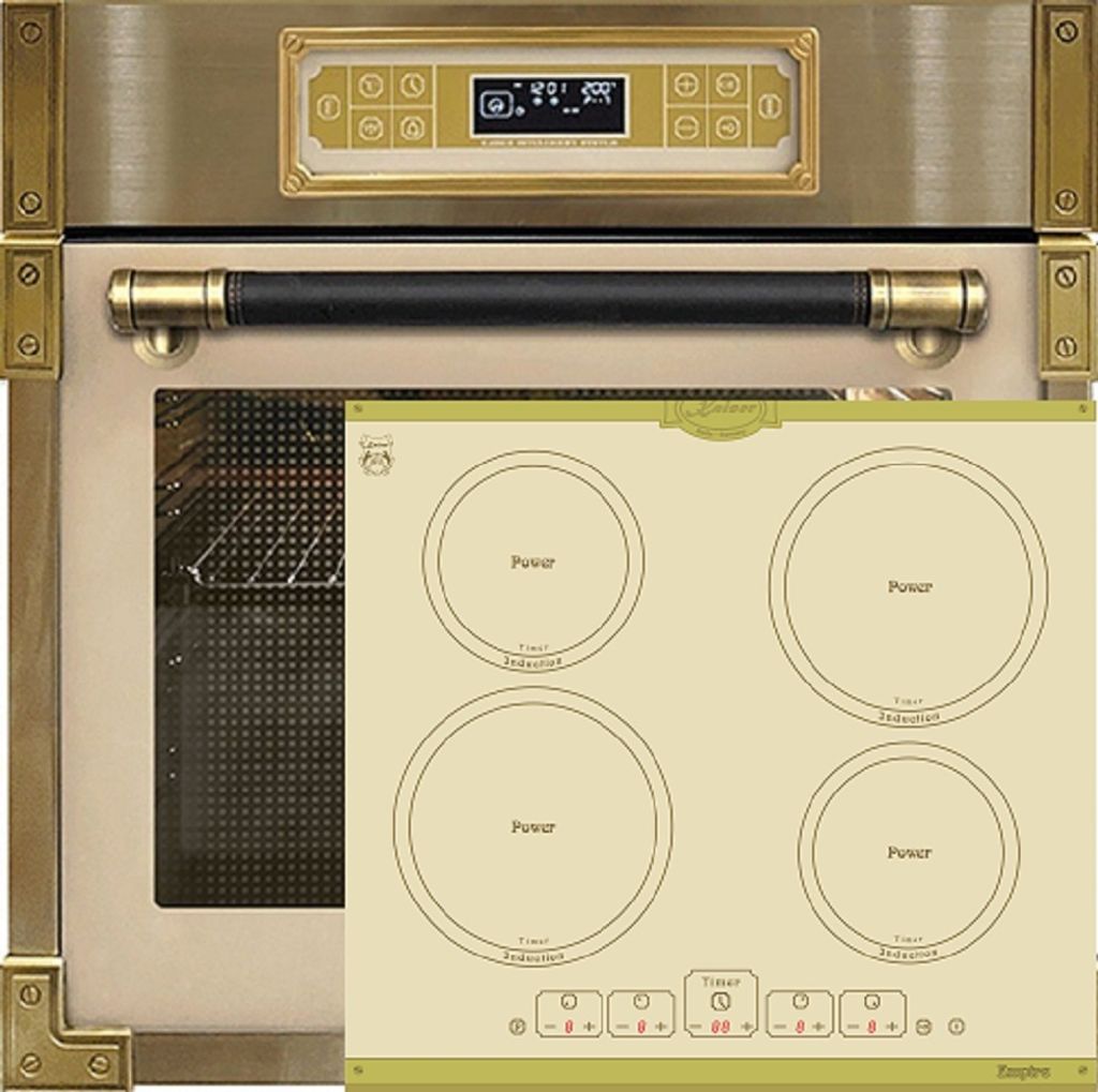 Herd Set Autark Kaiser EH 6726 ElfAD Retro Einbau Backofen 80L Elfenbeinfarbiges Glas+KCT 6195 IElfEm Induktionskochfeld 60cm Autark Kochfeld