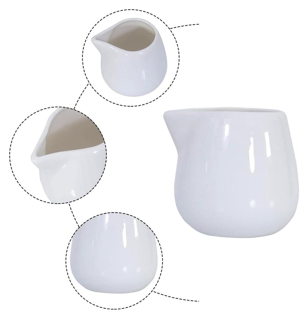 2 Stück 150 ml Milchkännchen klein Keramik weiß für Küche und Ausgießen