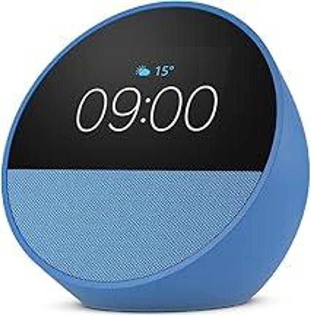 Echo Spot (neueste generation), smarter Wecker mit sattem Klang und Alexa, Blau