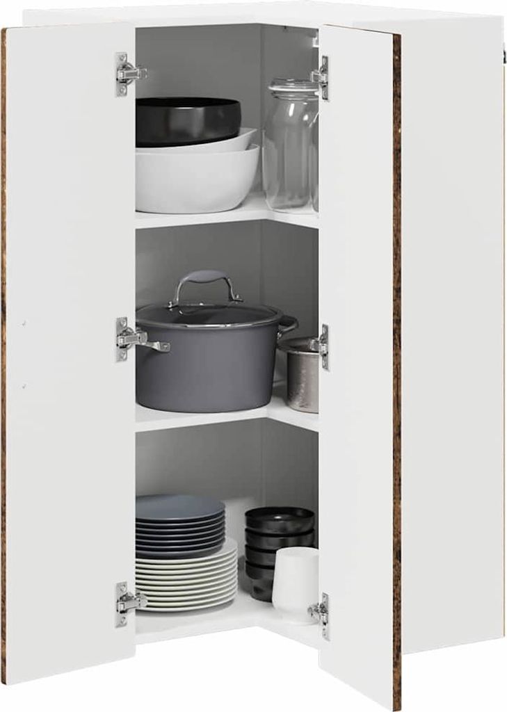 (Robust Möbel) Küchenschrank mit Regal Altholz 57 x 57 x 100cm Holzwerkstoff - CL135362 - Küchenschränke