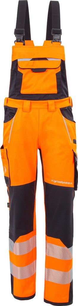 Qualitex Arbeitshose - moderne Warnschutz-Latzhose (PSA Kat 2) aus Lyocell, Cordura & Stretch - in Farbe: warnorange/schwarz - Herren: 126