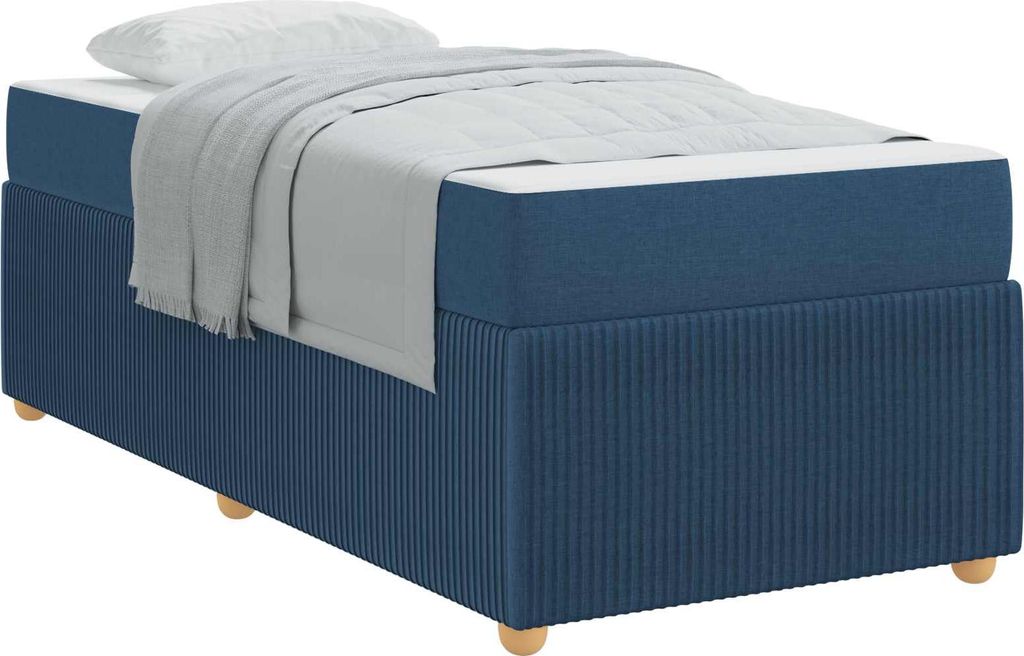 vidaXL Bettrahmen mit Matratze Blau 90 x 200 cm Stoff