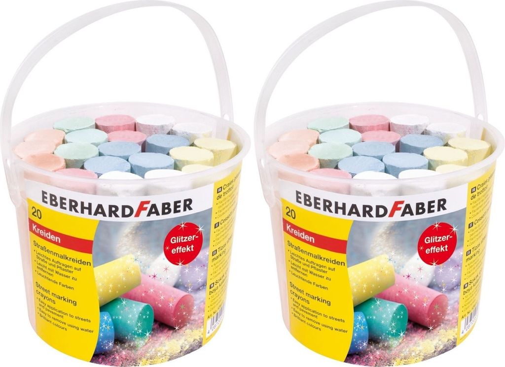 2x Eberhard Faber 526520 - Straßenmalkreide GLITZER - Effekt, 20er Eimer