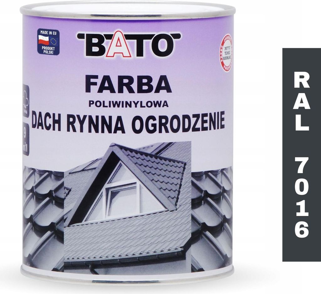 Farba Poliwin.dach Rynna Ogrodz. Antracyt Ral 7016 0,8L Zdjęcie produktu 
