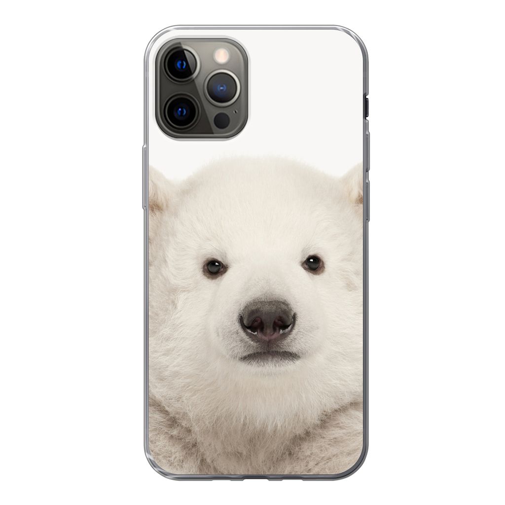 MuchoWow Handyhülle Schutzhülle Hülle für iPhone 13 Pro Eisbär - Tiere - Weiß - Kinder - Jungen - Mädchen Silikon Softcase Handy Hülle - ...