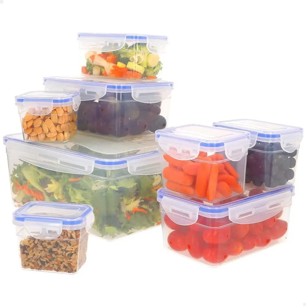 Max Home 16560 Contenitore ermetico in plastica 0,2 Bis Set 4,5l Trasparente,Blu Trasparente,Blu Taglia unica