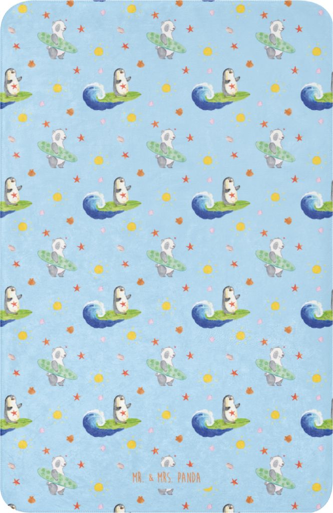 Mr. & Mrs. Panda Heimdecke Pinguin Surfer 100 x 150 cm - Blau - Geschenk, Portugal, Motiviert, Hawaii, Optimistisch, Decke, Wärmedecke, Kuscheldec...