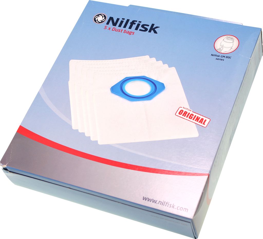 Nilfisk 107418500, Stofzak, Cilindrisch, Wit, Vlies, Productafbeelding 