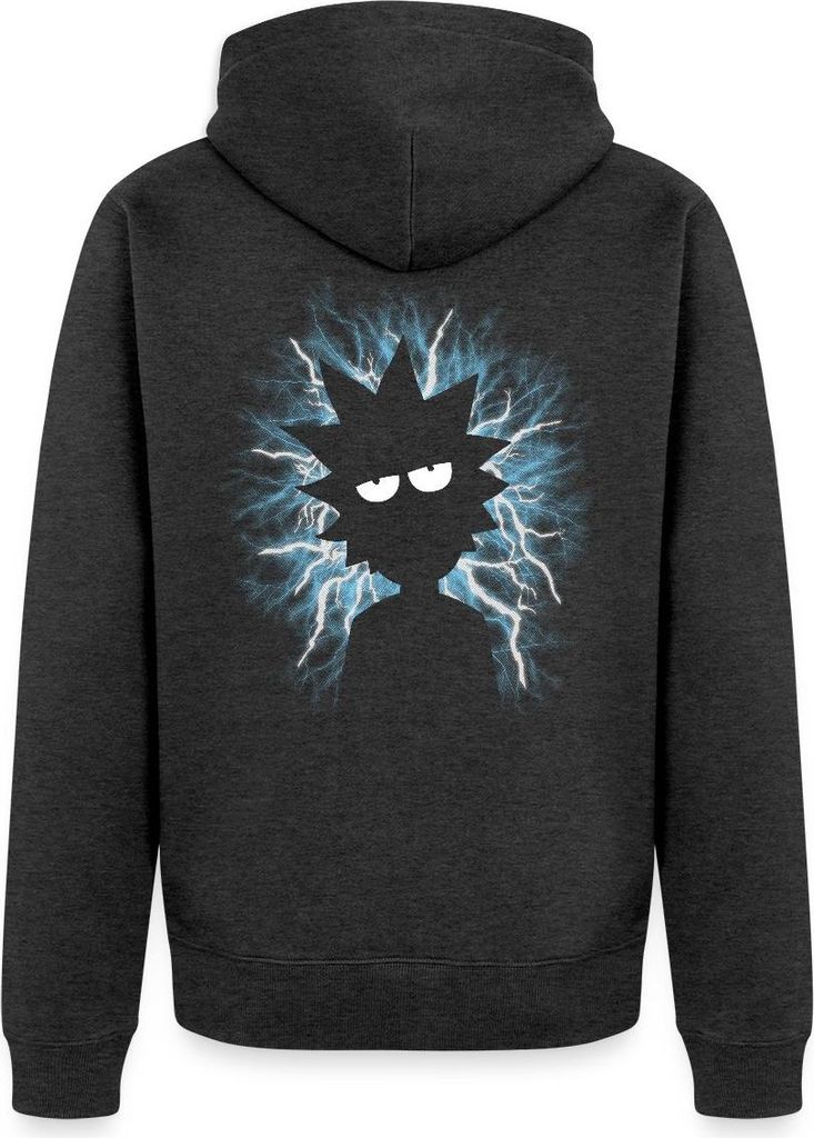 Spreadshirt Rick And Morty Rick Unter Strom Kapuzenjacke Herren, M, Anthrazit meliert