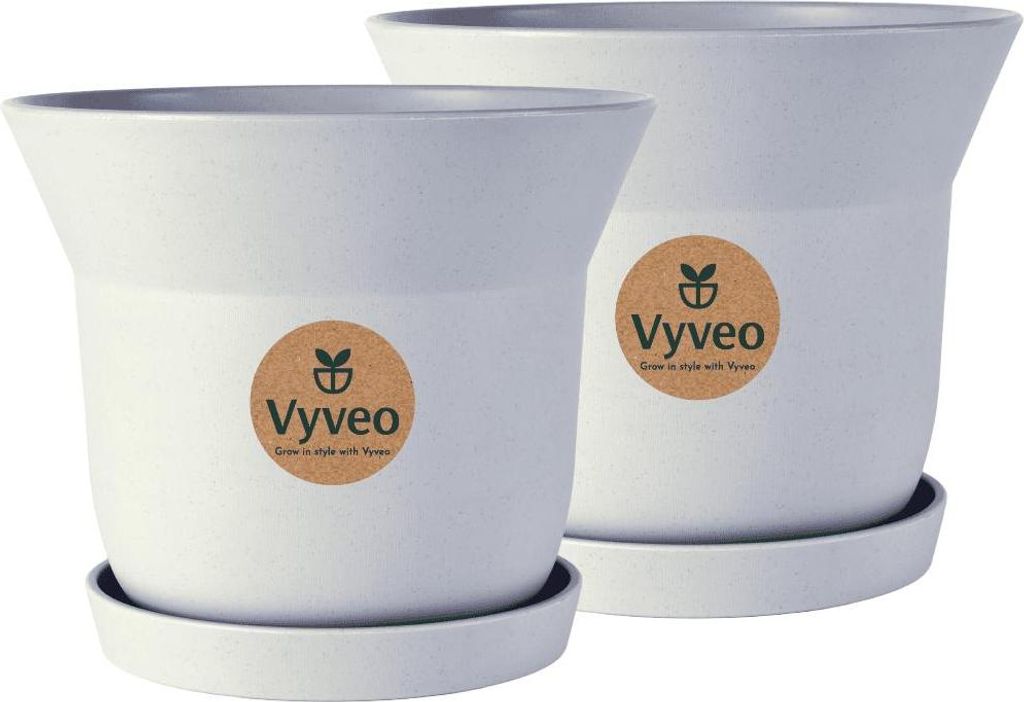 Vyveo - Blumentopf Aalta mit Untersetzer - 2er-Set - Hellgrau - 13x11