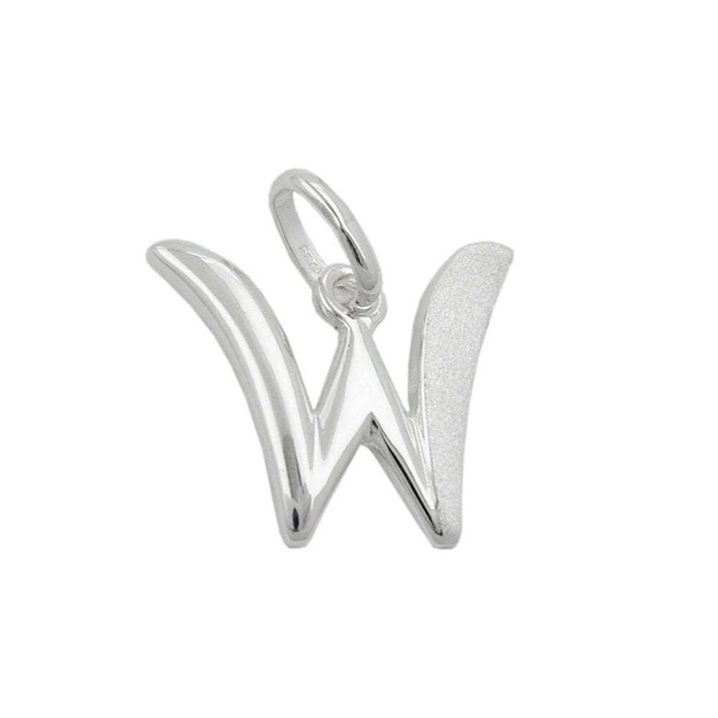 Anhänger 15x14mm Buchstabe W teilmattiert glänzend Silber 925 silber 15x14mm