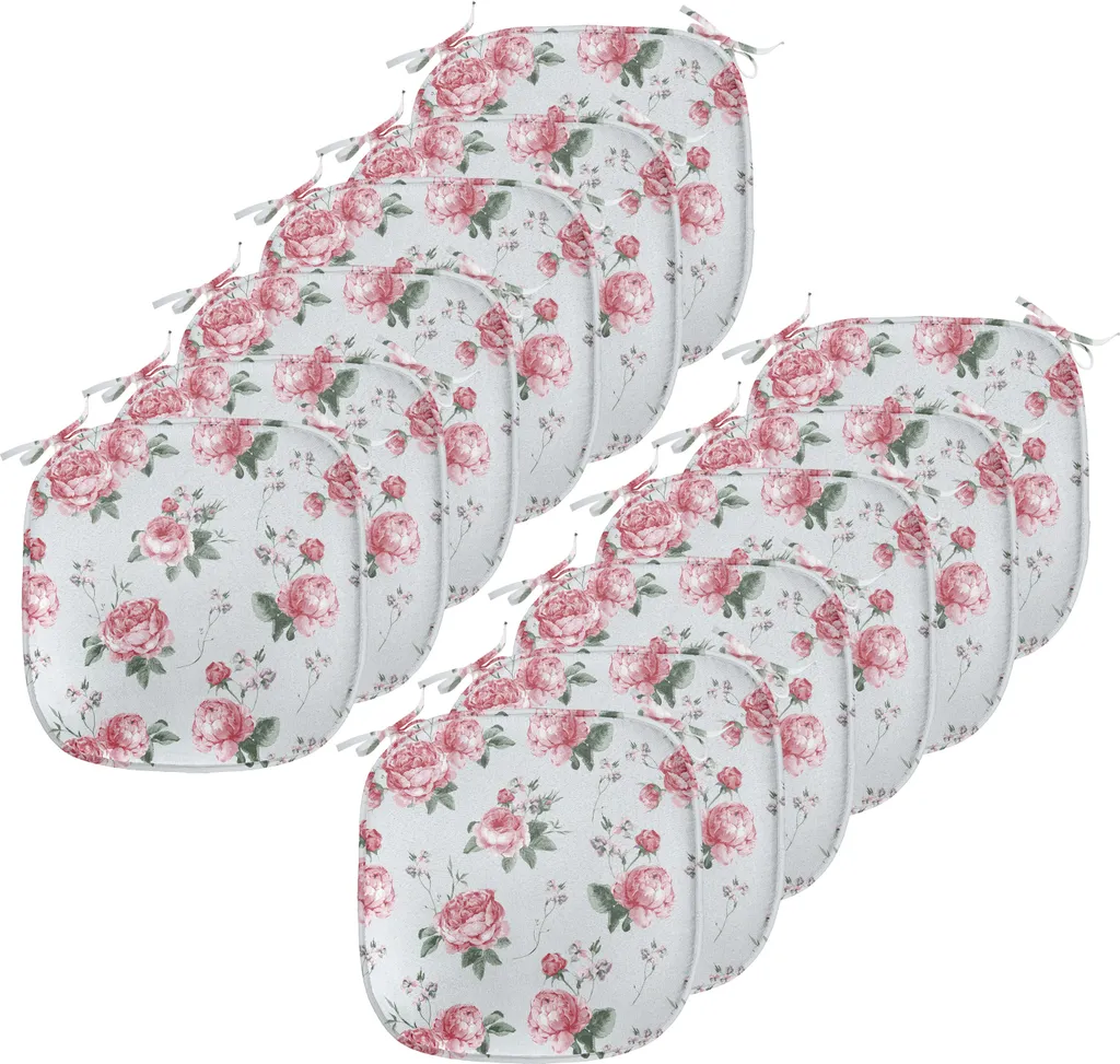 Galettes de Chaise Imperméables 40x40 cm Motif Floral Lot de 12 Pièces