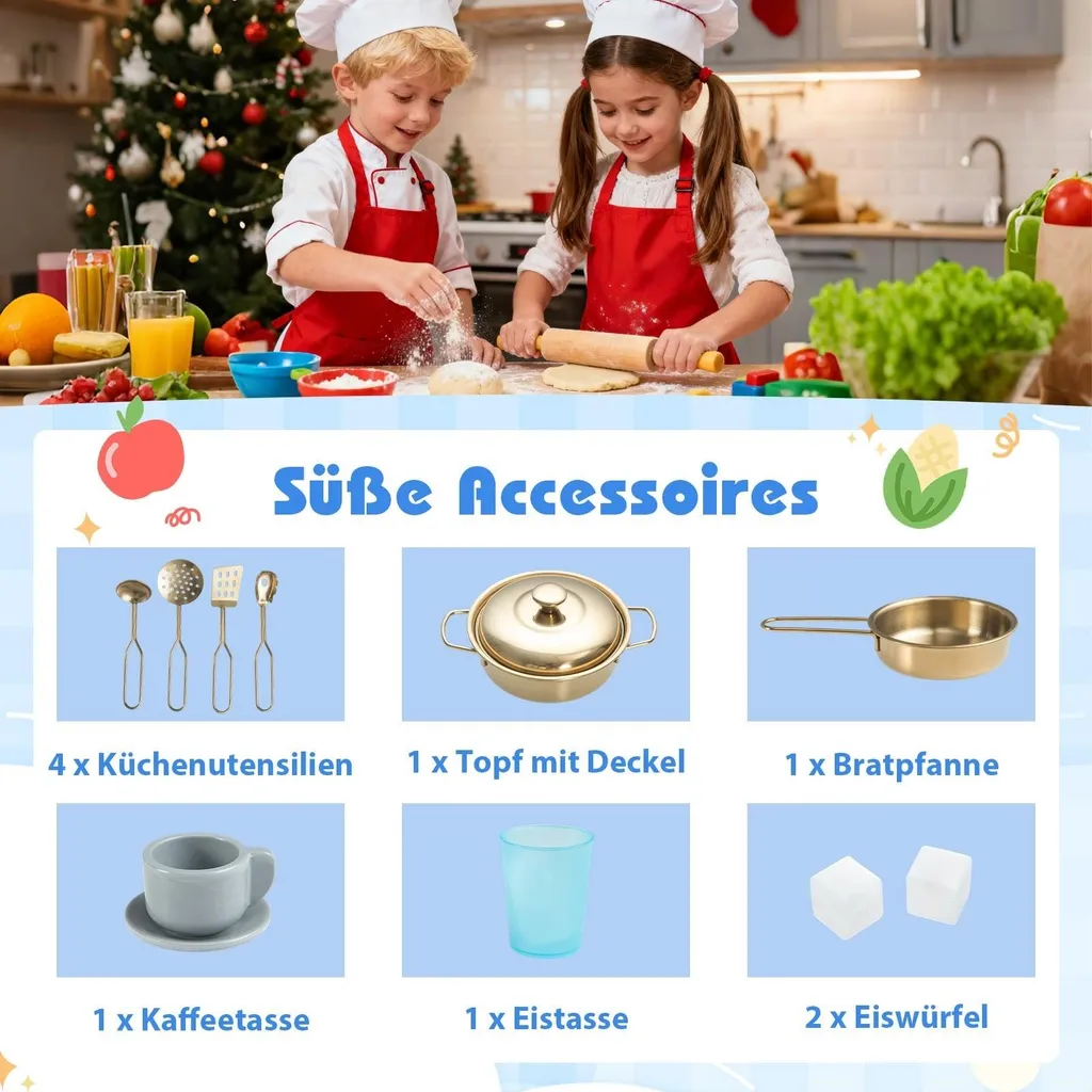 Cuisine bois enfant interactive : machine à café et glaçons intégrés - 3