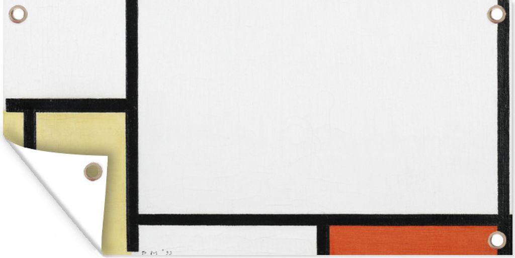 MuchoWow 80x40 cm Outdoor-Poster Gartendeko Sichtschutz Garten Poster für den Garten Komposition mit Blau, Gelb, Schwarz und Rot - Piet Mondrian