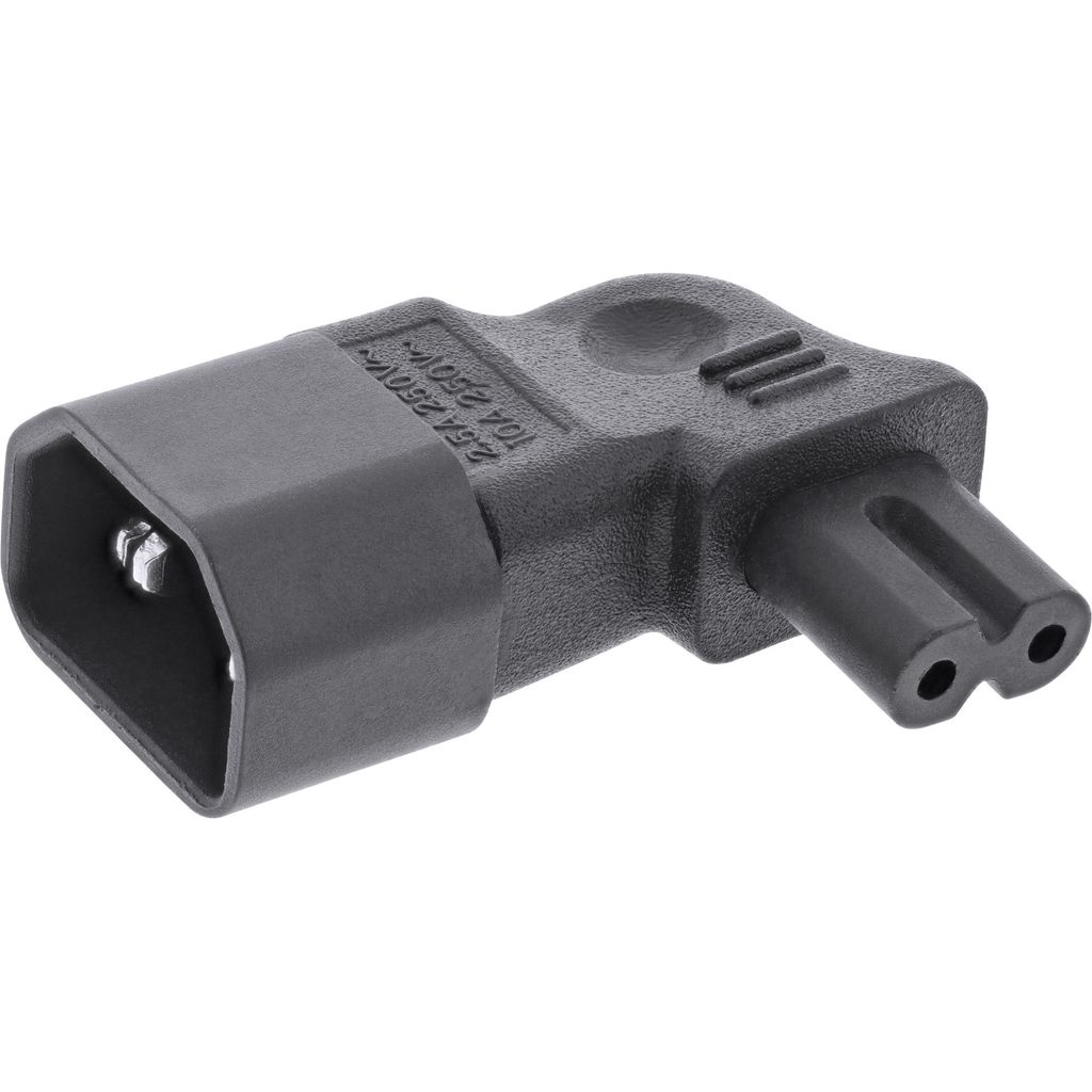 InLine Netzadapter IEC 60320 C14 / C7, L/R gewinkelt, 3pol. Kaltgeräte zu 2pol.