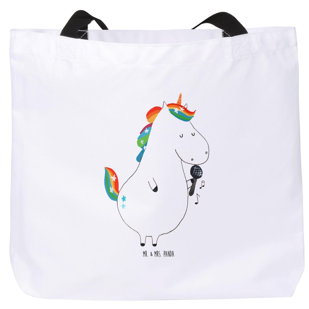 Mr. & Mrs. Panda Schultasche Einhorn Sänger - Weiß - Geschenk, Einhörner, Party, Fest, Geburtstag, Disco, Laptoptasche, Strandtasche, Büchertas...