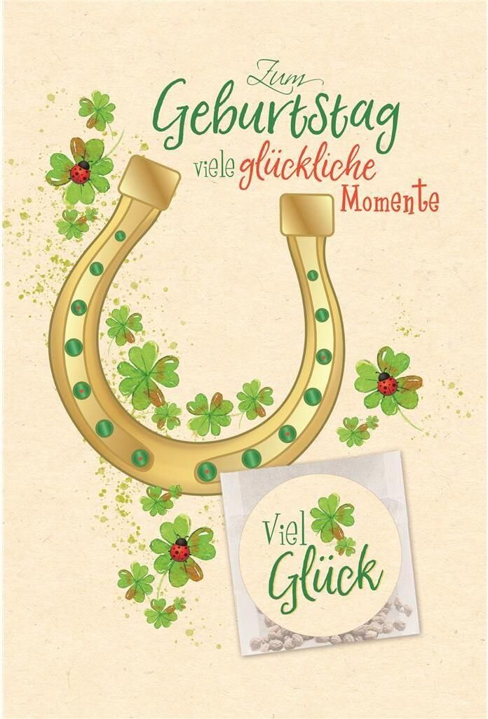 Geburtstag Gieß mich Karte mit Umschlag Hufeisen, Kleeblatt