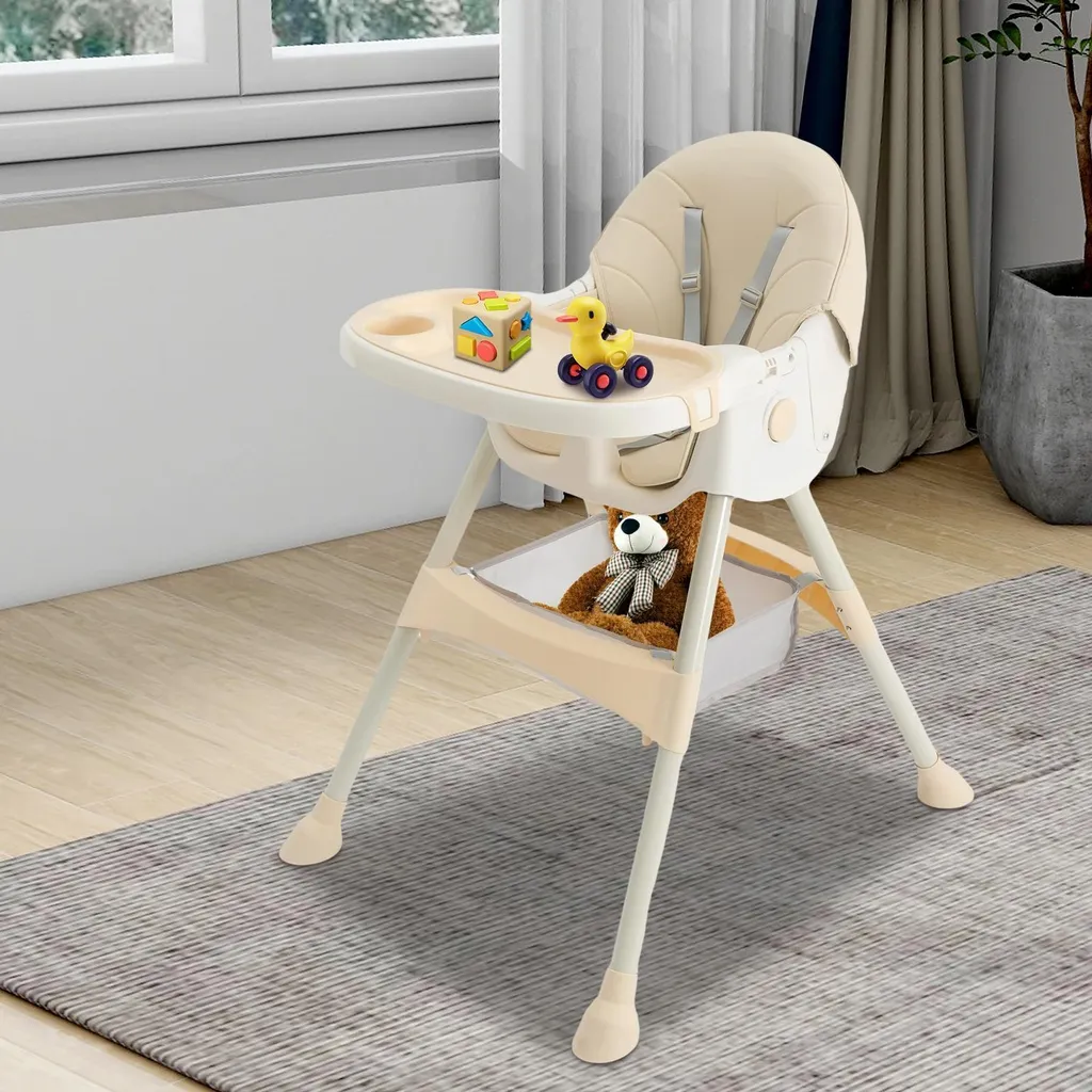 Chaise repas bébé 3 en 1 multifonction, plateau réglable et roulettes