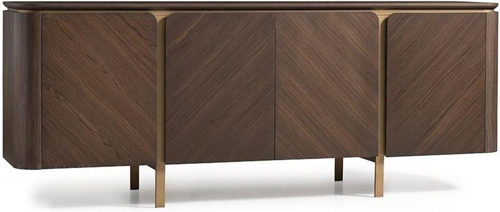 Garnitur Sideboard Spiegel Kommode Set Anrichte Braun Holz Esszimmer