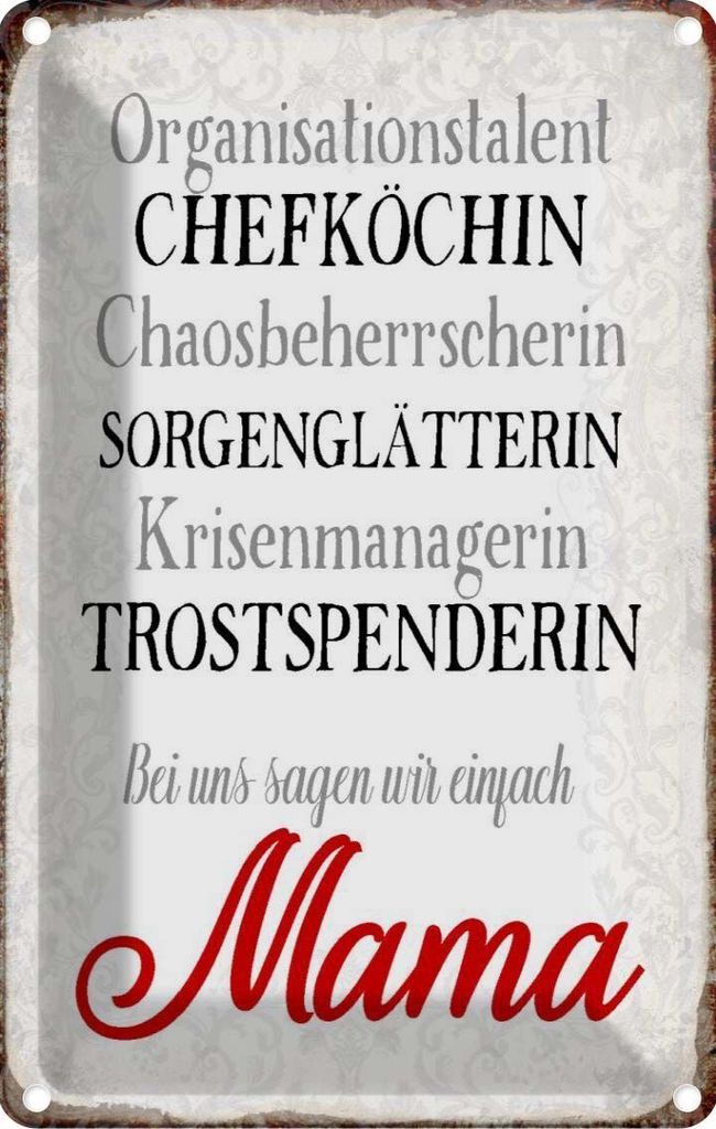 vianmo Blechschild 18x12 cm bei uns sagen wir einfach Mama Spruch Zitat
