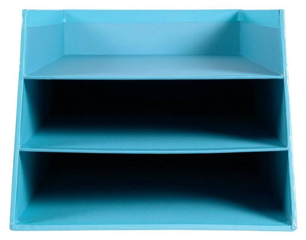 Blaue Archivbox 35x29x19 cm aus starkem Karton mit 3 Fächern