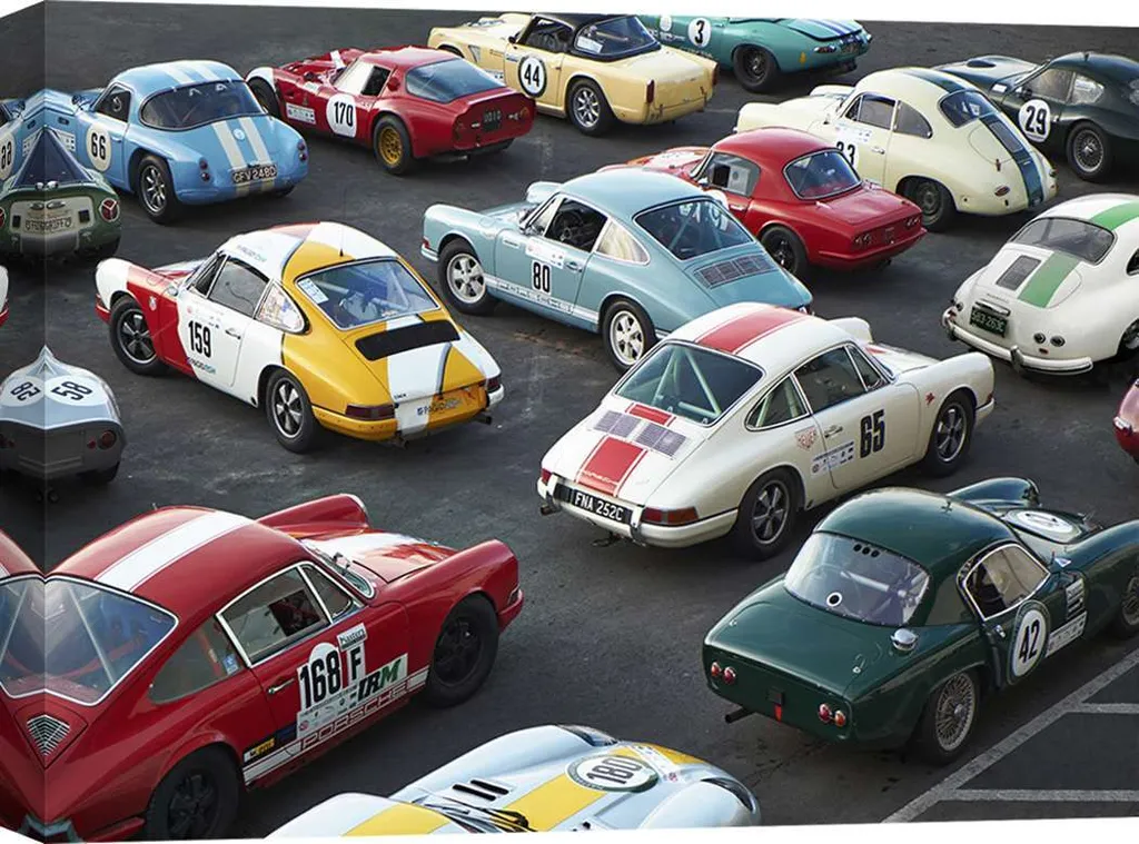 Storia su Tela: Auto da Corsa Vintage Nürburgring 60x40 cm - Fine Art