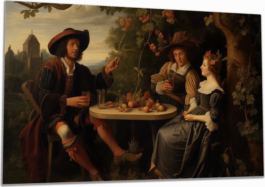 Wallario Herdabdeckplatte aus Glas, Größe 90 x 52 cm 1-teilig, Motiv Gesellige Runde