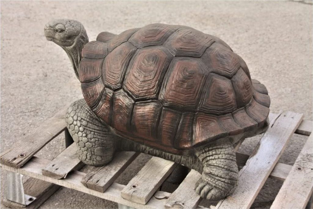 Schildkröte Steinfigur Für Den Garten - Frostsicher, 20 Cm Hoch, 14 Kg, Grau