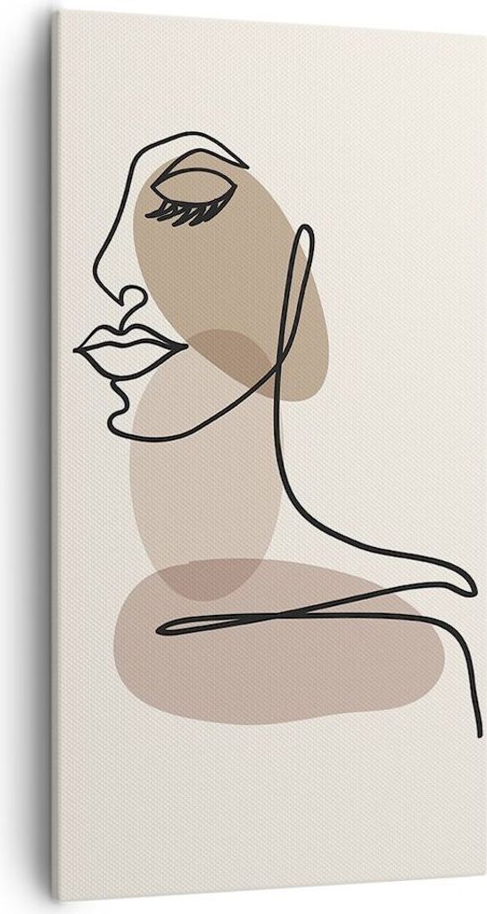 Bild auf Leinwand - Leinwandbild - Einteilig - Zeichnung einzeilig Frau - 55x100cm - Wand Bild - Wanddeko - Wandbilder - Leinwanddruck - Bilder - W...