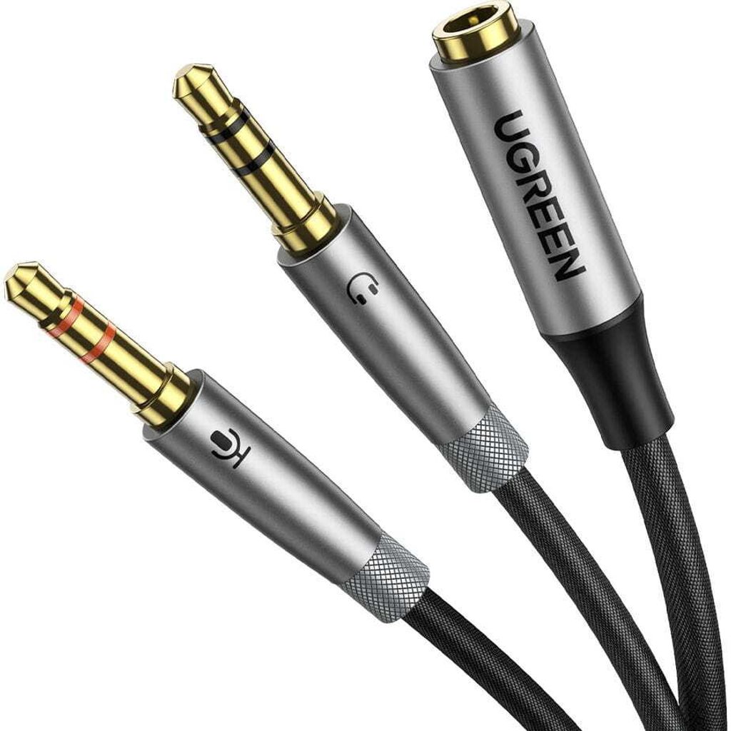 UGREEN AUX Splitter Kabel 3,5 mm - Schwarz für Mikrofon und Produktbild 