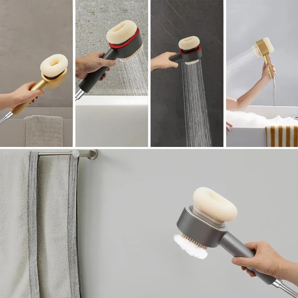 Douchette à main filtrante violette avec brosses de massage intégrées - 6